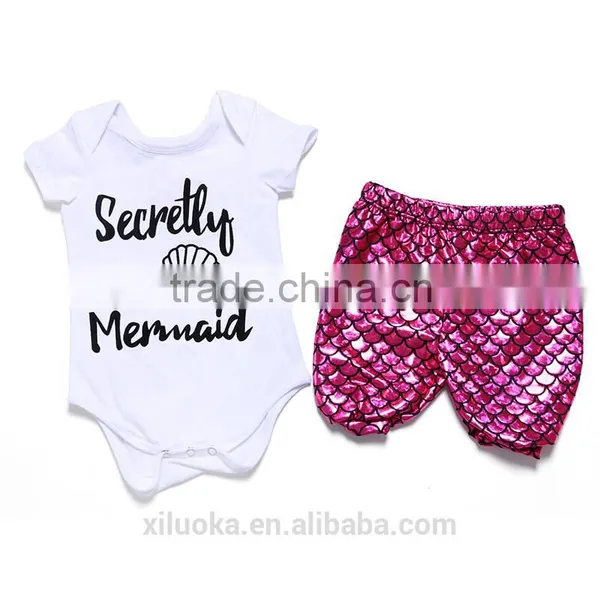 Newborn Baby Girls Clothing Sets Knitting Cotton Bodysuit Bloomer Set Girls Mermaid Clothing