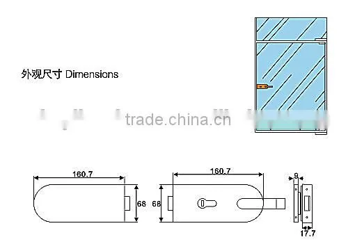 KG-11S Tempered Glass Door Lock,sliding Glass Door Key Locks photo-3