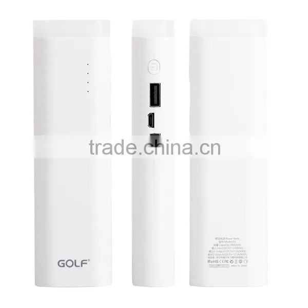 GOLF GF-D3 Lighthouse Series 7800mah Smart Power Bank 2.1A/1A 2 Port USB LED Emergency Light Rounded Power Bank photo-2
