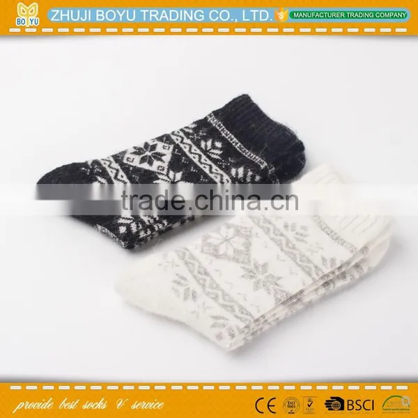 BY-161203 Hot OEM Lady Handmade High Quality Angora Wool Thick Socks