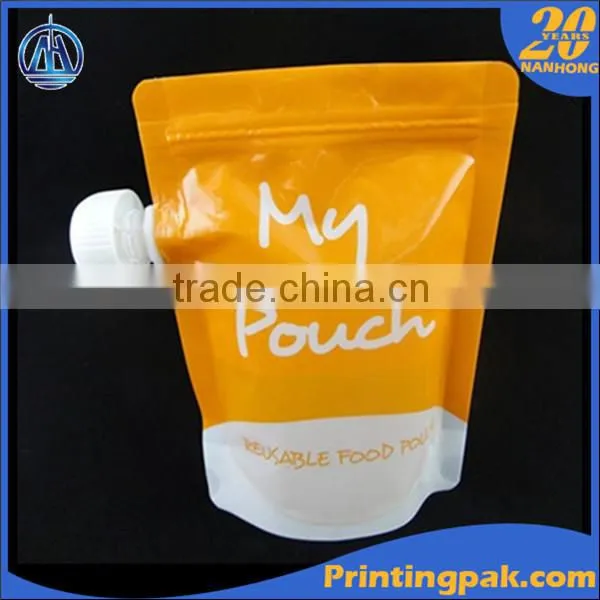 Phthalate FREE Reusable Stand up Pouch With Side Spout and Zipper