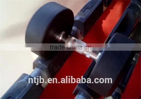 2016 Hot Sale Deluxe Whole Shaping 30kg PU Round Head Dumbbell With Stainless Steel Plating Knurled Handle photo-3