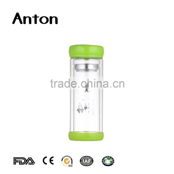 10oz Clear Glass Water Bottles New Design Wholesale Promotion Custom Logo Glass Bottles Double Wall Glass Water Bottle photo-2