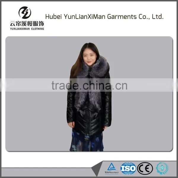 Winter Coat Fabric Garement Lamb Leather Long Down Jacket Coat With Fur
