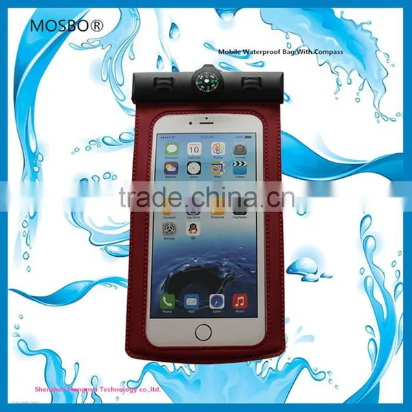 2016 New Peoducts PVC Mobile Phone Waterproof Bag With Compass