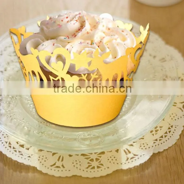 Red Wedding Party Decors Cupcake Decoration Laser Cut Cupcake Wrapper photo-4