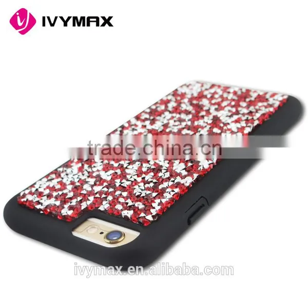 IVYMAX Red Mini Crystals Rhinestones Desire Candy Skin Cover With Soft TPU Frame For Iphone 6s Phone Case Supplier's Choice photo-3