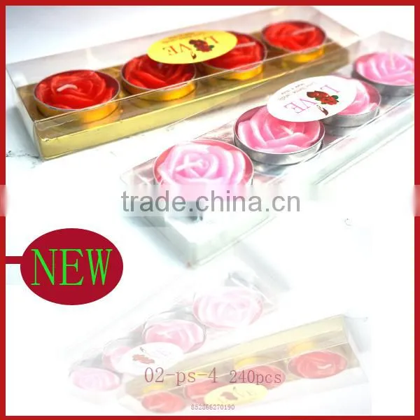 4pcs Pvc Box Packing Rose Shape Wedding Floating Tealight Candle