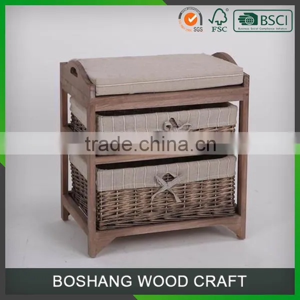 2 Layer 2-4 Drawers Basket Cabinet Furniture Wooden Bench