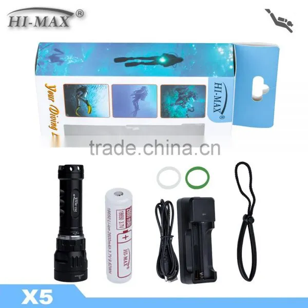 HI-MAX X5 Bright Underwater Waterproof Led Diving Backup Light photo-6