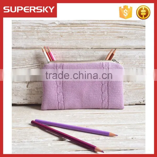 C1586 Women Knit Clutch Purse Cosmetic Bag Knitted Pencil Case Knit Zipper Pouch photo-5