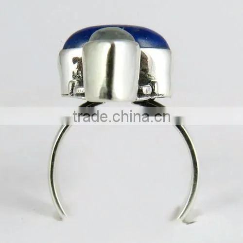 Two Tones Royal !! Lapis & Rainbow Moonstone 925 Sterling Silver Ring, Handmade Silver Jewelry , Wholesale Silver Jewelry photo-6