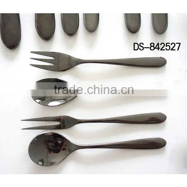 Best Sale Black Titanium Design With Cloth Wheel Light Cutlery Set photo-5