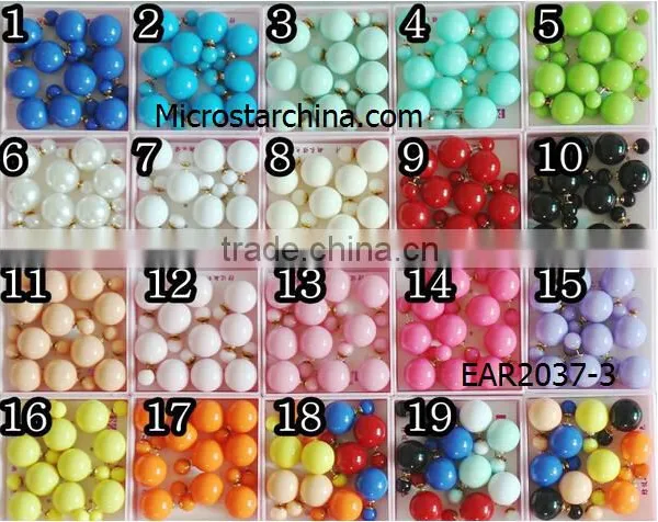 Wholesale Women Fashion Pearl Earring Two Ball Magnetic Ear Stud photo-4