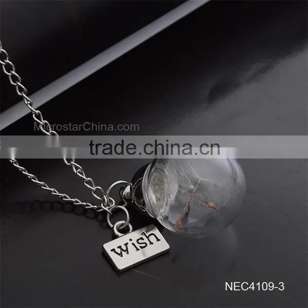 Wish Hot Sale Glass Ball Pendant Necklace Dandelion Necklace photo-4