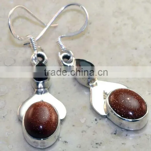 925 Sterling Silver Goldstone Earring
