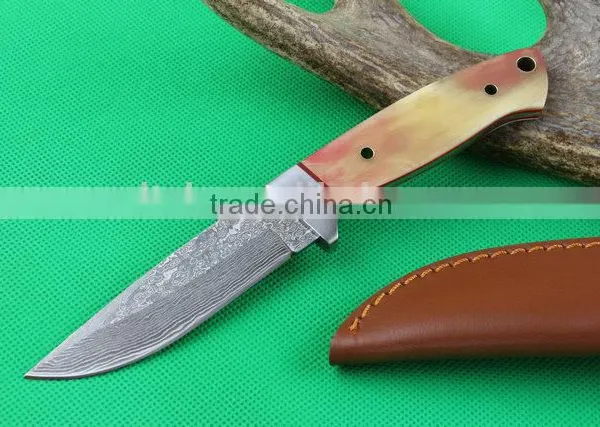 OEM Damascus Blank Blade Knife With Leather Sheath photo-6