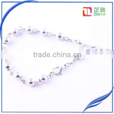 Round Silver Bead Catholic Rosary photo-2