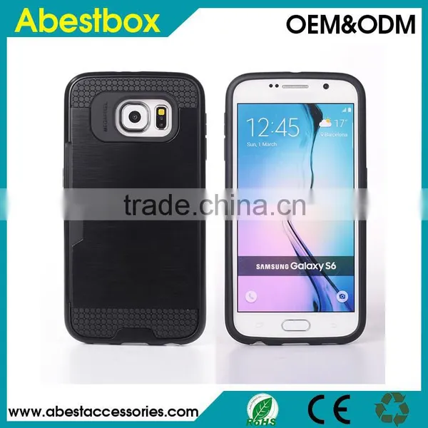 For Samsung Galaxy S6 Brushed Combo Case With Card Slot, for S6 G9200 TPU+PC Hybrid Cover Cases photo-5