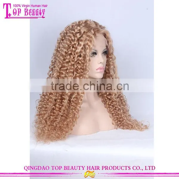 180% Density Blonde Curly Wigs Human Hair Afro Lace Front Wigs Kinky Curly For White Women photo-6