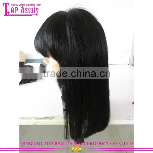 New Beauty Good Feedback Cheap Bob Human Hair Full Lace Wigs With Bangs photo-2