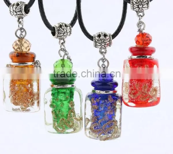 Glow in Dark Square Shape Essential Oil Diffuser Perfume Bottle Pendant Aromatherapy Essential Oil Pendant Jewelry photo-6