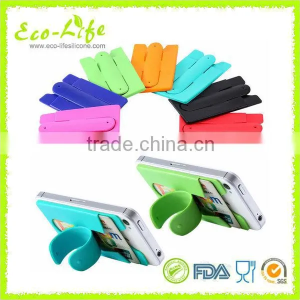 Mobile Phone Silicone Sticky Card Holder With Stand