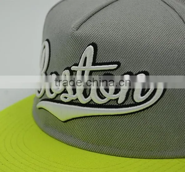 Fashion 5 Panel Snapback Cap/hat Black 3D Embroidery Baseball Cap photo-3