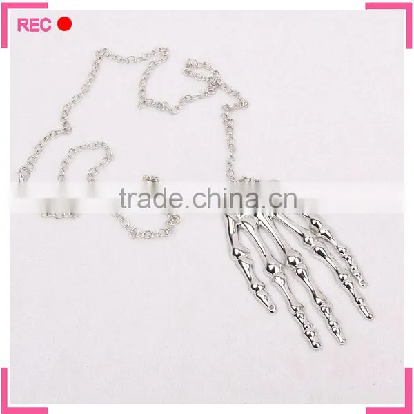 Custom Logo Necklaces Skeleton Hand Pendant, Imitate Silver Chain New Model Necklace photo-5