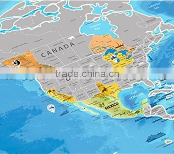 Detailed World Map With Scratch off Stickers Large Size and Tube Packaging AMA-08 photo-5