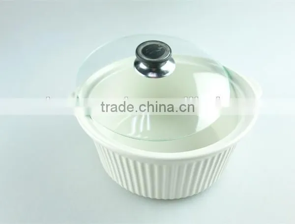 Cream Ceramic Soup Tureen With Glass Cover/lid in Stock photo-2