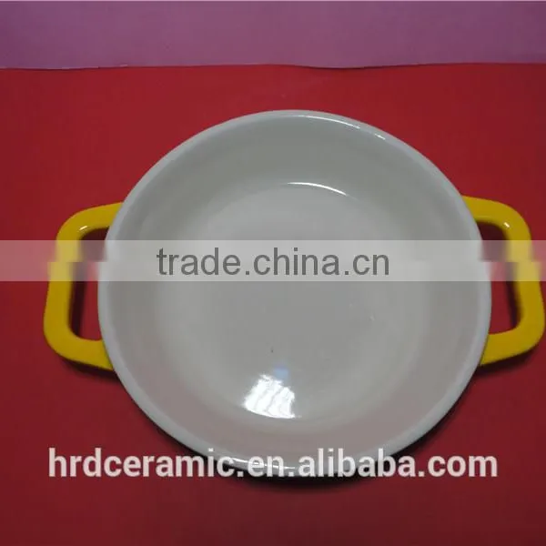 Microwave Safe Yellow Porcelain Rplain Bakeware With Handle photo-2