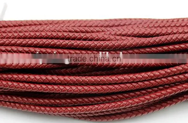 Braided Round Leather Cords 100% Real Leather 4mm for Making Leather Bracelets photo-2