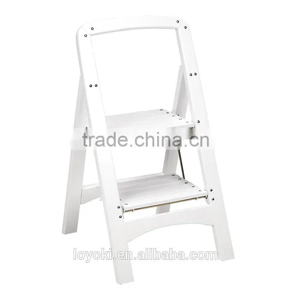 High Quality 3 Step Wood Fold Step Stool Multifunction Step Ladder photo-5