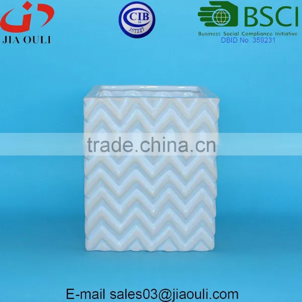 New Design Whitewash and Glazed Ceramic Planters Square Flower Pots photo-5