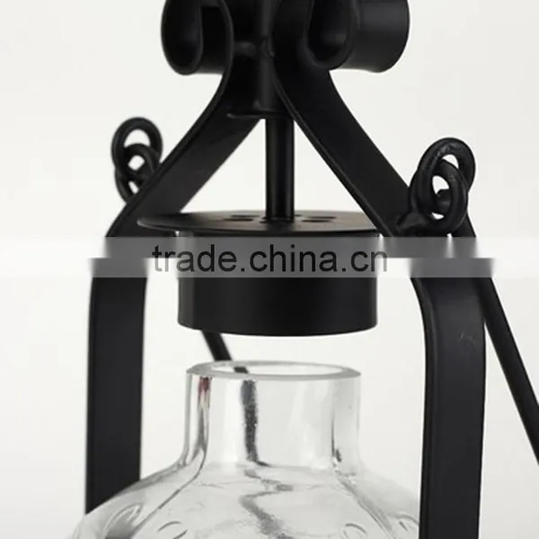 European Vintage Iron Glass Wedding Candle Lamp Portable Lantern Candle Holders Room Decoration Romantic Candlestick photo-5