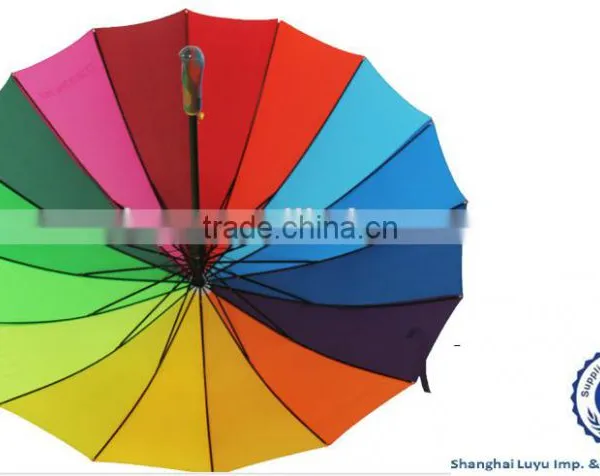 Promotional Gifts Ideas Strong Fiberglass Ribs Rainbow Golf Umbrella photo-2