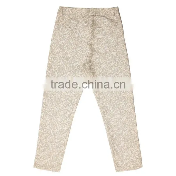 High Quality 100% Cotton Jacquard Fabric Womens New Fashion Trousers photo-2