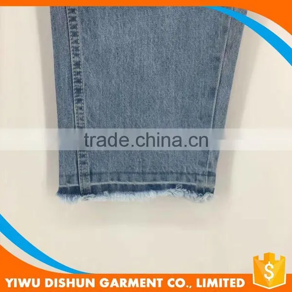 Women Good Quality Fashion Print Worn Brand Blue Jeans With Holes photo-5