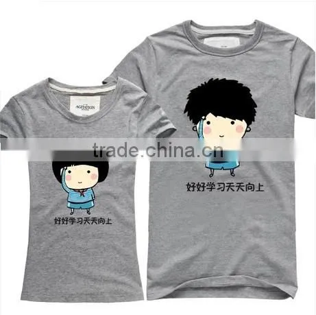 Cute Couple Cotton T-shirt Cheap Promotional Custom Your Logo Printing photo-3