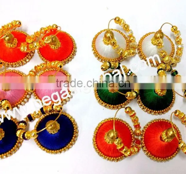 Stylish Handmade Silk Thread Jhumkas Earrings,Indian Fashion Jhumka Earrings,factory Direct Fashion Jewelry photo-2