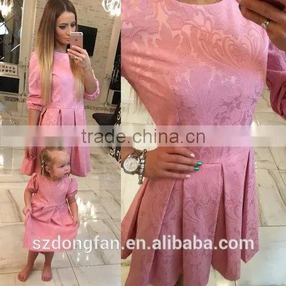 Pastel Pink/ Blue Family Outfits Mother And Daughter Dress Child Dress photo-2