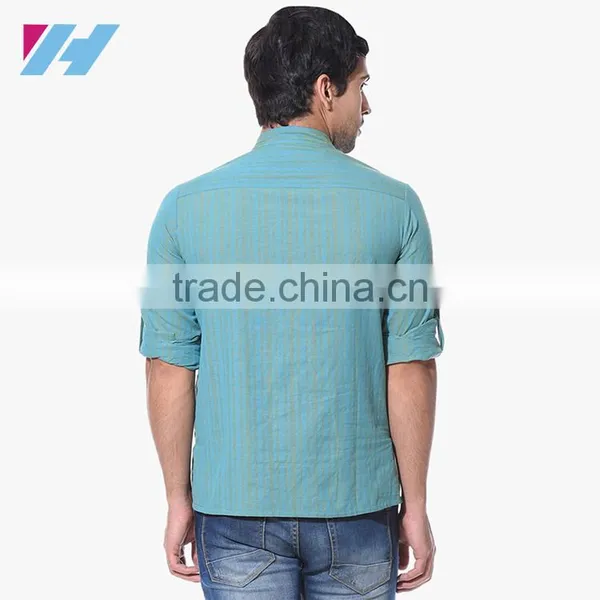 Men Fashion Long Sleeve Blue Striped Kurta photo-3