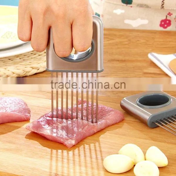 Fruit Vegetable Tools Stainless Steel Onion Holder Slicer Kitchen Gadgets Easy Cut Tomato Meat Tenderizer Onion Holder Fork photo-6