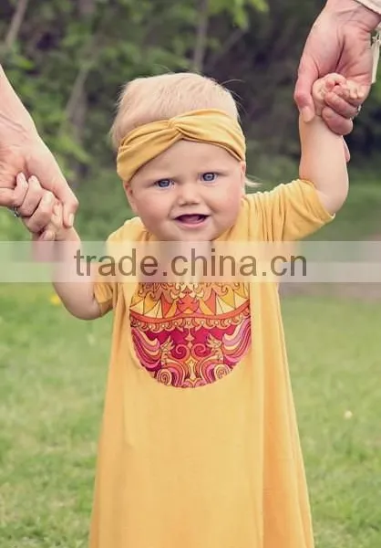 Family Matching Clothing Yellow Cotton Digitalprint Fancy Dress photo-3