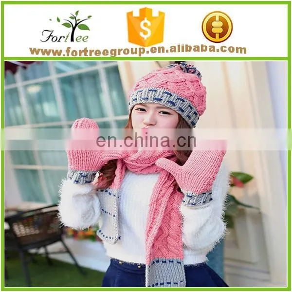 Cut Cashmere Knit Scarf Gloves Hat Sets photo-5