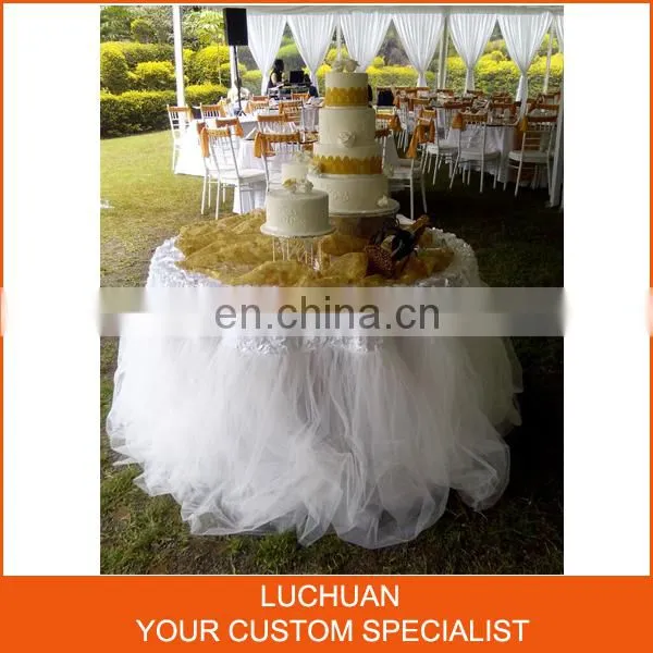 Romatic Wedding Rosette and Tulle Table Skirting Designs photo-2