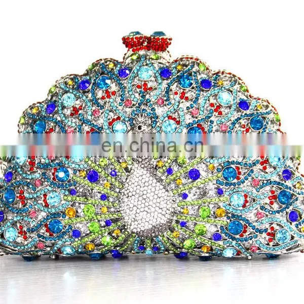 Crystal Clutch Bags With Stone Fushia Color Handmake Evening Clutch Bags for Party photo-4