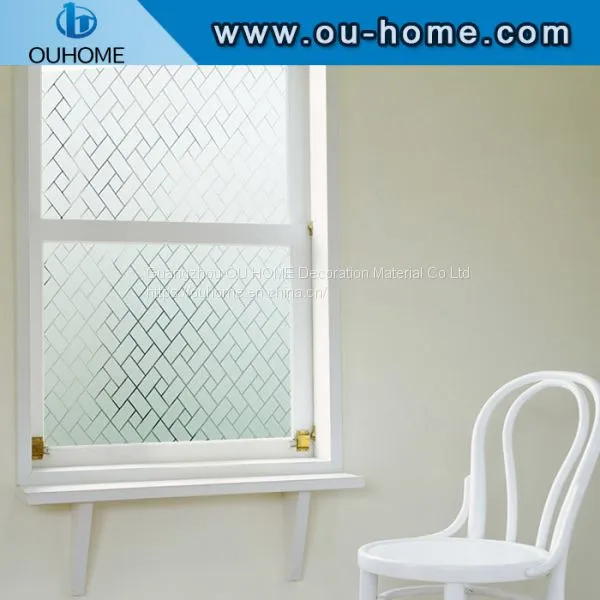 H082 Non-sticky Static Glass Window Sticker Office Meeting Room Privacy Glass Film Decorative Window Film photo-3