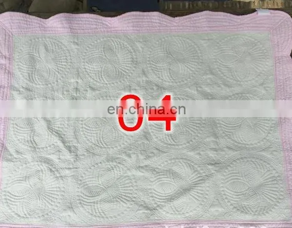 36*46inch INS Embroidery 100% Cotton BABY QUILTS Blanks Blanket Scalloped Quilted Baby Blanket Shower Cover Gift for Baby photo-6
